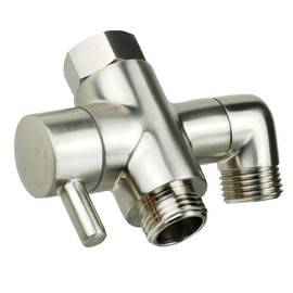 Shower Arm Diverter Valve Brass G1/2 3 Way Universal Bathroom Shower System Component Replacement for Handheld Shower Head and Fixed Spray Head, Brushed Nickel