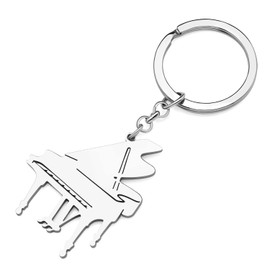 DUOWEI Cute Music Bass Guitar Keychain Piano Jewelry Backpack Electric Guitar Accessories Charms For Women Men Music Teacher (Piano Silver)