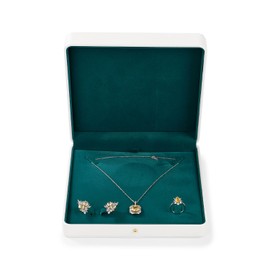 Papten Jewelry Gift Box Jewellery Rings Earrings Necklace Set Gift Box & Storage Case for Wedding Day, Featuring a Stunning Gold Button Velvet Interior