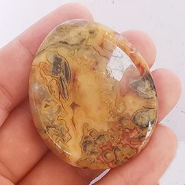 Manekieko Manekieko Natural Yellow Crazy Lace Agate Water Drop Chakra Thumb Worry Stone,Stress Relax Healing Reiki Crystal Pocket Palm Stones