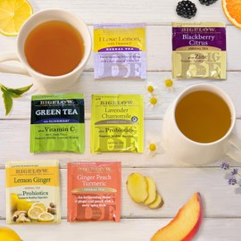 Bigelow Tea Immunity Herbal Tea Variety Pack, Caffeinated Green Tea and Caffeine Free Tea Bags for Immune Support (Pack of 6), 110 Total Tea Bags