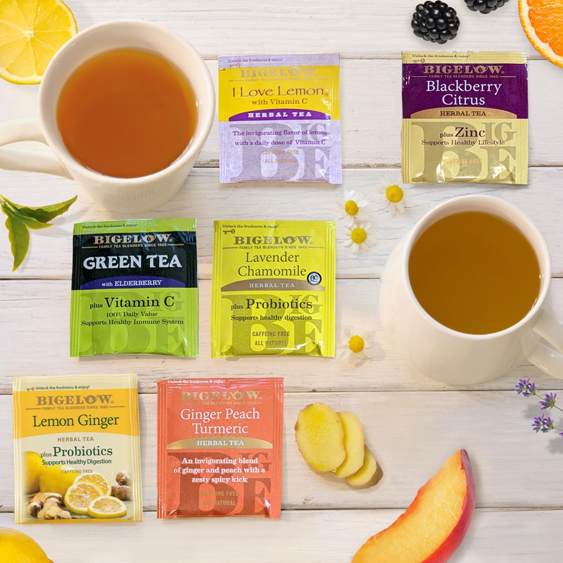 Bigelow Tea Immunity Herbal Tea Variety Pack, Caffeinated Green Tea