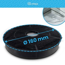 DL-pro 2 x Activated Carbon Filters 160 mm Diameter Suitable for Silverline AF100 AF 100 Filter for Cooker Hood Extractor Hood