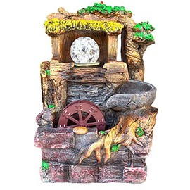 Water Fountain Tree Rolling Ball & Wheel Led Light Indoor/Outdoor Water Pump Included 10" Inch Statue