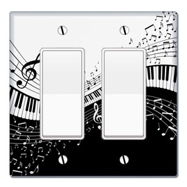 WIRESTER 2-Gang Decorator Light Switch Plate/Wall Plate Cover - Music Note Piano