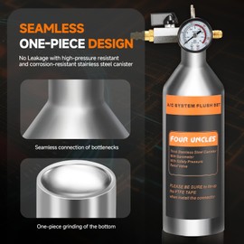 FOUR UNCLES AC Flush Kit - Air Conditioner System Cleaning Tool Set with Stainless Steel Canister and Nylon Hose & Flushing Spray Gun for R134a R12 R22 R410a R404a