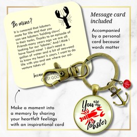 You are My Lobster Love Keychain Vintage Red Nautical Romantic Couple Quote Anchor