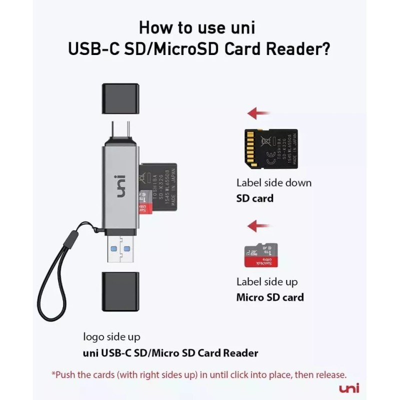 Branded01 Uni SD Card Reader, High-Speed USB C to Micro