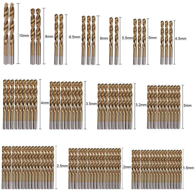 105Piece Drill Bits Set Workshop High Speed Steel HSS 1-10mm