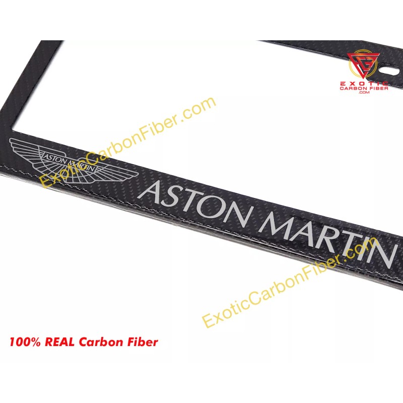 Exotic Carbon Fiber Aston Martin Silver Text & Logo Carbon