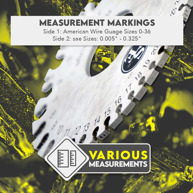 SE Dual-Sided Non-Ferrous Wire Gauge - 0-36 AWG and SAE,