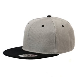 Blank Adjustable Flat Bill Plain Snapback Hats Caps (One Size, Light Grey/Black)