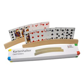 GICO 7956 Playing Card Holder for Playing Cards - Pack of 2 Wooden Playing Card Stands, Length of Card Holders Each 33 cm