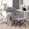 SESHINELL Lazy Chair with Ottoman, Modern Accent Chair Lounge Leisure
