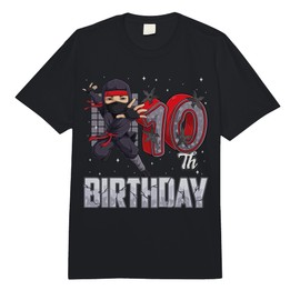 Ninja 10th Birthday Party Theme 10 Ten Year Old Kids Boys Comfort Colors Adult Heavyweight T-Shirt