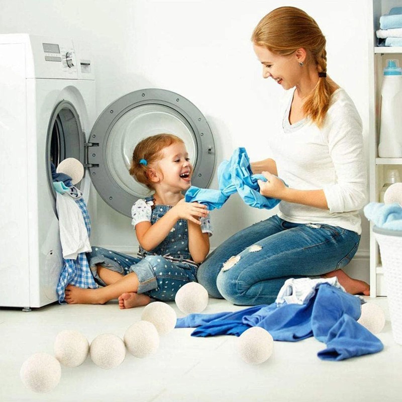 6PCS Wool Dryer Balls 100% Organic Wool Natural Laundry Fabric