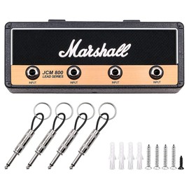 Alnicov Key Holder Wall Mounting Guitar Amp Key Hooks for Musician Lovers with 4 Guitar Plug Keyrings Black