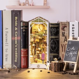 ROWOOD Book Nook Kit | 3D Wooden Puzzle Booknook for Adults to Build | DIY Dollhouse Bookshelf Bookends Insert Decor Alley for Christmas- Sunshine Town