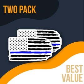 Thin Blue Line American Flag Sticker - Black and White Sticker - Support Law Enforcement - Car Decal - Laptop Sticker - Outdoor Sticker - Durable Decorative Design f - AAS0840