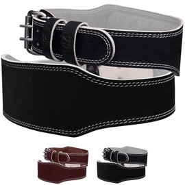 Mytra Fusion Weight Lifting Belt Leather Fitness Training Back Support 4" Wider (Black, Small)
