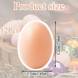 12 Pcs Fake Eggs, Artificial Plastic Eggs for Kids, Easter Eggs for Kids, Rubber Egg for Crafts Arts Imitation Dummy Eggs, Helps Encourage Laying or Prevent Eating Eggs, Craft and Home Decoration
