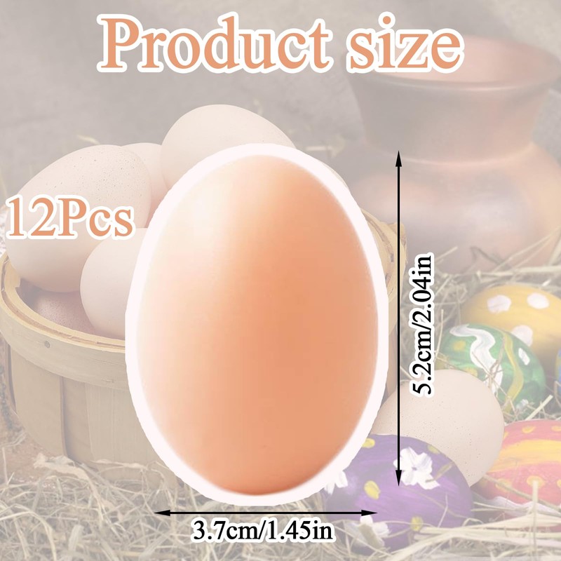 12 Pcs Fake Eggs, Artificial Plastic Eggs for Kids, Easter