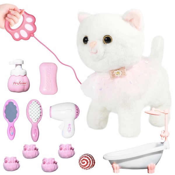 lonfypeng Interactive Electronic Plush Toy Walking and Barking Robot Cat