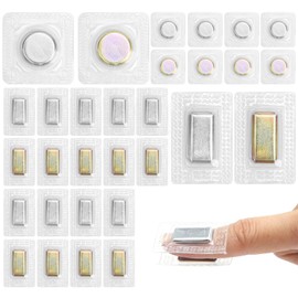 APOMOONS Pack of 30 Magnets for Sewing, Invisible Magnetic Closure Bag, Square and Round, Curtain Magnetic Buttons for Sewing Fabrics, Handbags, Clothing (Silver, 20 x 10 x 2 mm, 15 x 2 mm)