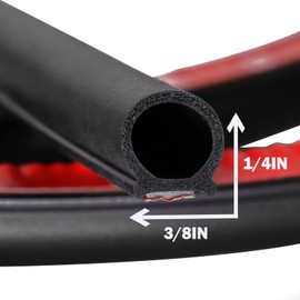 GoldWheel D-Shape Heavy Duty Weather Stripping 3/8"×1/4" Rubber Seal Weatherstrip Hollow with Bulb Door Gasket Strip(Self-Adhesive) for Automotive Truck RV Door Window Soundproof, 20FT