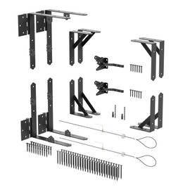 Wood Fence Gate Kit Gate Kits, Gate Frame Kit with Gravity Gate Latch, Wood Gate Hardware, Heavy Duty Fence Gate Kit with Corner Brace Brackets, Gate Kit for Wooden Fence, Black, 2 Set