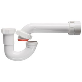 Keeney 400PVCK PVC P-Trap Pipe Kit with Reducing Washer and Adapter, White, 1-1/2-Inch or 1-1/4-Inch x 1-1/2-Inch