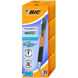 BIC Fashion 537RT Medium 0.7mm Tip Roller Ball Gel Pen - Orange/ Pink/ Purple/ Turquoise (Pack of 12)