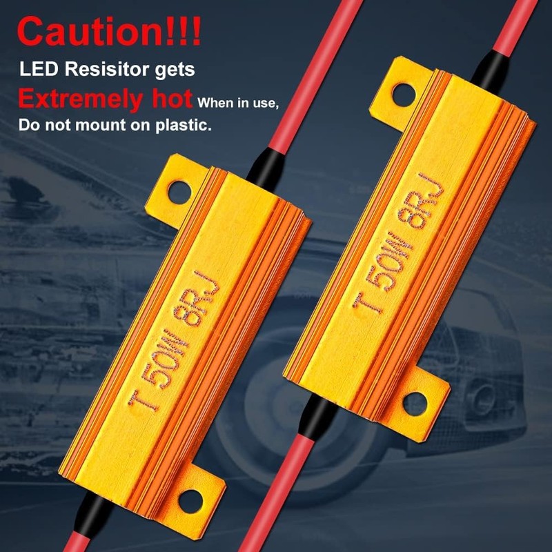 2Pcs LED Load Resistors, 50W 8Ohm Car LED Load Resistor