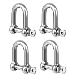 TERF M12 Heavy Duty Commercial D-Shackle Steel M12 (12mm) D-Shackle Ring Use For Heavy Duty Construction Rigging Vehicle Recovery Hauling Tie Downs Hanging and Multi Purpose Use - Pack of 4, Silver