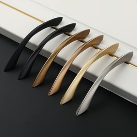 Amerdeco 10 Pack Matte Black 5 Inch(128mm) Hole Centers Kitchen Arch Twisted Cabinet Pulls Cabinet Hardware Kitchen Handles for Cabinets Cupboard Handles Drawer Pulls ZH0048