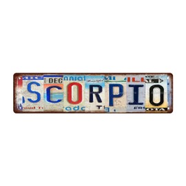 SCORPIO Zodiac Sign Star Sign Vintage Metal Tin Sign, Street Sign, Home Decor, Room Decor, Wall Decor, Bathroom Decor, Bar Decor, Cafe Decor, Garage Decor, 16 x 4 Inch