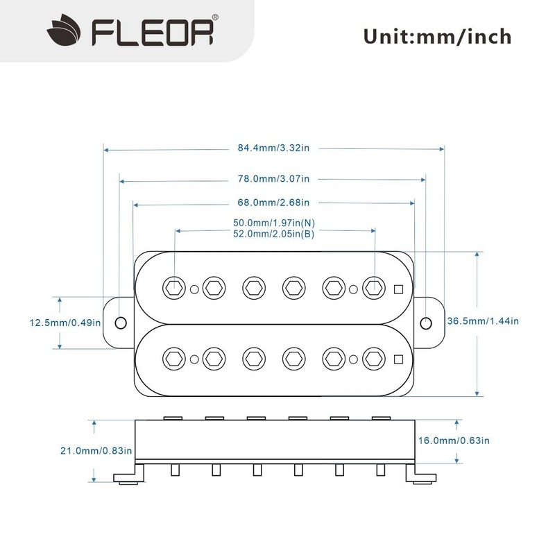 FLEOR Neck+Bridge Pickup Set Double Coil Humbucker Pickups for Electric