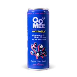 OoMee Prebiotic Beverage (12 Ounce Cans, Pack of 12) - Vegan, Sustainable Marine Sourced Prebiotics, Support Digestive Health, Plant-Based, Low Sugar (12 Pack, Blueberry & Elderflower)