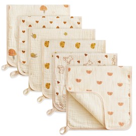 Muslin Burp Cloths for Baby Premium Cotton Burping Rags for Newborn Ultra Soft Muslin Washcloths Large 20 x 10 Inch Burping Cloth 6 Thicken Absorbent Layers Muslin Face Towels for Baby (6 Pack)