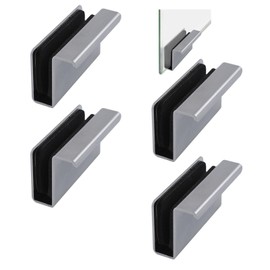 UFURMATE 4Pcs Non Magnetic Latch Clamp Pull Rectangular Glass Finger Edge Pull Frameless Glass Clip Magnetic Door Touch Clamp Handle for 5-6mm Thick Glass Door (Pearl Chrome)
