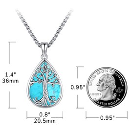 Collar Arbol de la Vida para Mujer Plata de Ley Colgante Arbol de Familia Joyeria Turquesa