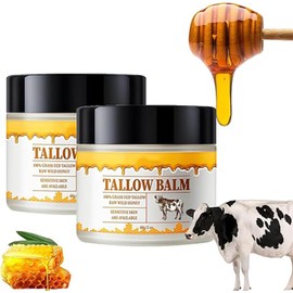 2 Jars Beef Tallow Face Cream Skin Care Hidratante Facial, Balsamo de Sebo de Res y Miel, Hidratante Facial