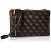 GUESS womens Naya Double Zip Crossbody, Brown, One Size US