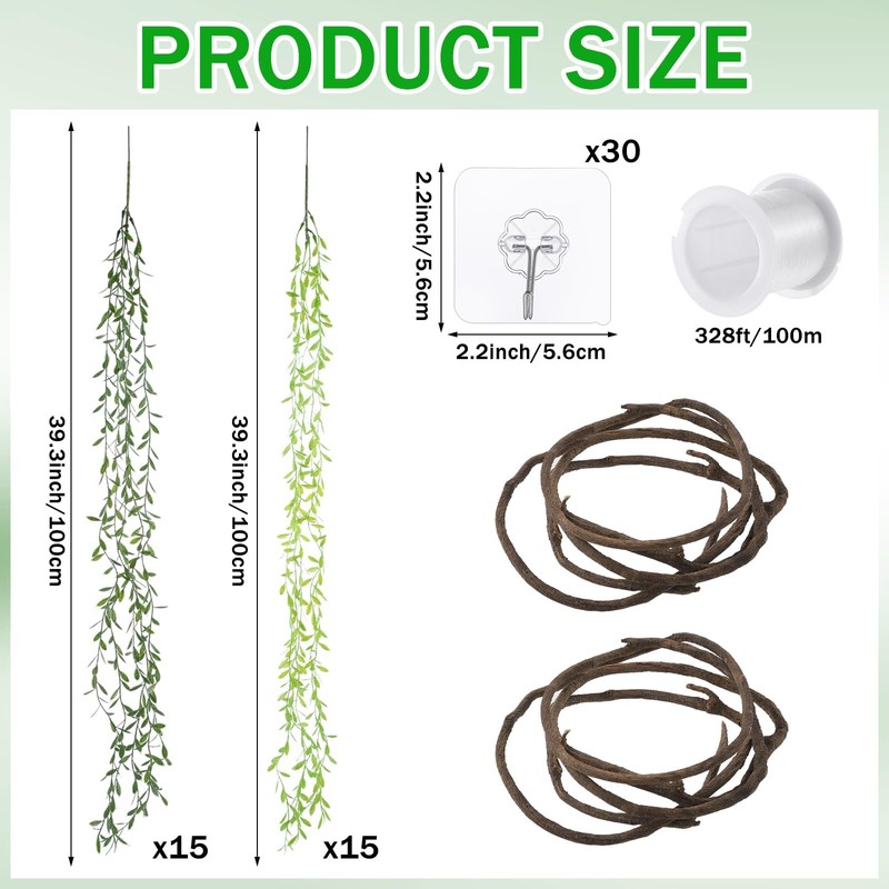 DANHMAO Jungle Theme Decoration Set- 74FT Artificial Hanging Willow Vines
