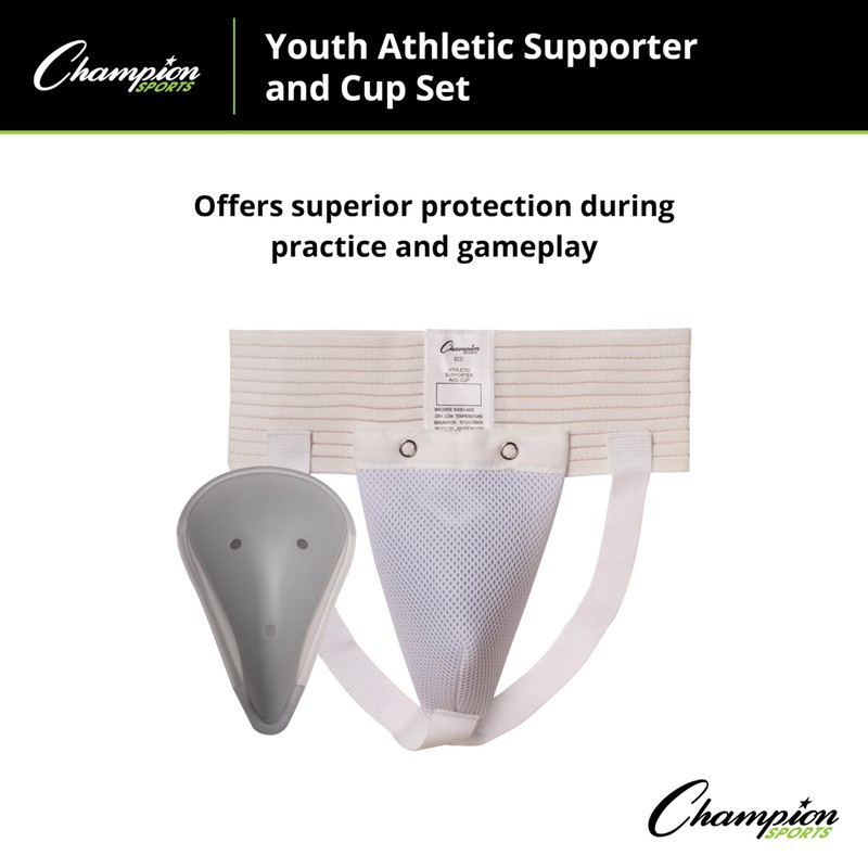 Champion Sports Intermediate Cup & Supporter (White, Medium)