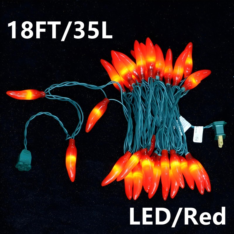 JinBest 35 LED Red Chili Pepper Christmas Lights, Commercial Grade