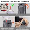 FLABOX 3 in 1 Pipe Lighter,Refillable Butane Lighter with 3