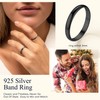 Suplight Black Stackable Rings 925 Sterling Silver Thin Rings for