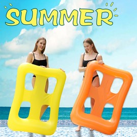 2PCS Floating Water Floating Field Style Style Pure Color Children and Adults Rest Sunlight Bath Pneumatic seat Lounge Chair Water Party Toys (Orange+Yellow)