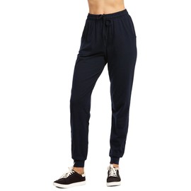Sofra - Pantalones deportivos de algodón para mujer, con bolsillos laterales para yoga, correr, entrenamiento, marino, S